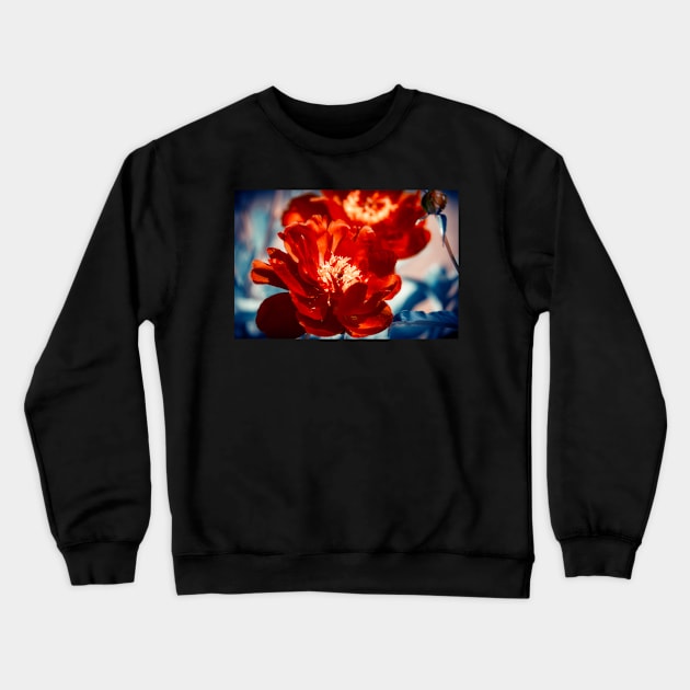 Red Peony Flowers Crewneck Sweatshirt by cinema4design